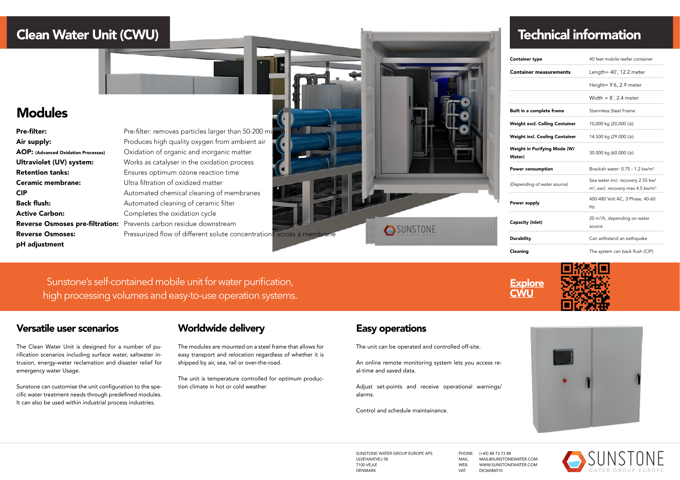 clean water unit datasheet